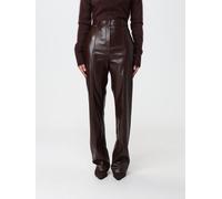 SIMONA CORSELLINI High-Waisted Straight Trousers in Smooth Faux Leather - Size: 42 - female