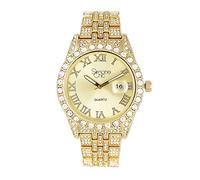 Simone Chic Fully Iced Out Diamond Watch for Women's w/Roman Numerals Easy Read Date and Colorful Dials- Designer Hip Hop Blinged Out Timepiece - ST10226RND-LA, ST10226RND-LA GLD, ST10226RND-LA GLD
