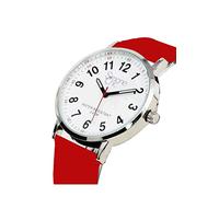 Simone Chic Watch for Nurse, Medical Professionals and Students - with Second Hand, Easy Read Dial - Hour & Second Arabic Time Indicator, and Silicone Band with Various Colour Choice, Red