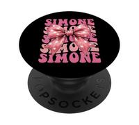 SIMONE Name Coquette Bow Aesthetic for Women Girls PopSockets Adhesive PopGrip