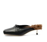 Simone Rocha Women's Faux Fur Lined Pointe Mules Black/Brown EU 36