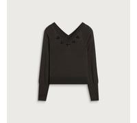 Simone Rocha Women's Merino Silk Double V-Neck Jumper Moss/Jet Large