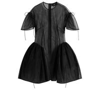 Simone Rocha Women's Mini Puff Sleeve Cord Hip Dress Black