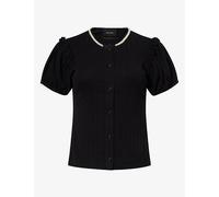 Simone Rocha Womens Simone Rocha Pointelle Embellished-Neck Cotton Top Black Pearl XS