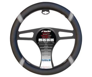 Simoni Racing Cross Steering Wheel Cover - Eco-Leather Black/Grey - 37-39 cm