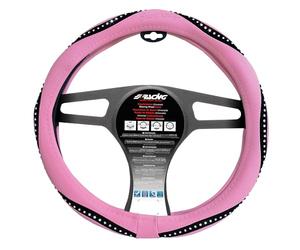 Simoni Racing Diamonds Steering Wheel Cover 37-39 cm Pink Eco Leather