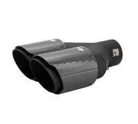 Simoni Racing Exhaust Tip Double Left Round/Slanting Black & Carbon - Ø89xL245-260mm - Installation ->40-63mm