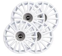 Simoni Racing GP/16W, Set of 4 Gran Prix White 16 Inch Wheel Covers, White and Silver