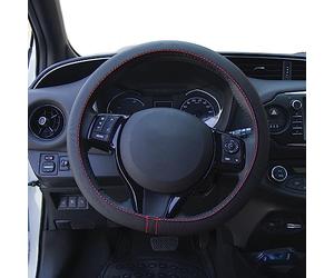 Simoni Racing Steering Wheel Cover Soft Skin (Elastic) - 37-39 cm - Black/Red Naten
