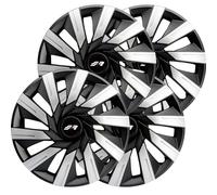 Simoni Racing TEC/16SB Set of 4 Tecna Wheel Trims 16 Inches, Black and Silver Car Wheel Covers
