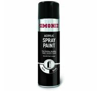Simoniz Satin Black Spray Paint Acrylic Fast Drying Smooth Finish Durable 500ml