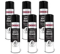 SIMONIZ 6 x WHITE PRIMER QUALITY AEROSOL SPRAY PAINT CANS 500ml
