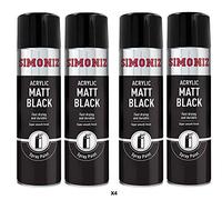 Simoniz Acrylic Matt Black Spray Paint 4x 500ml