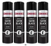 Simoniz Acrylic Satin Black Spray Paint 4x 500ml