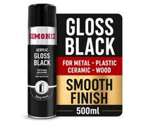 Simoniz Gloss Black Spray Paint, Easy To Use Black Aerosol Spray Paint For Wood, Metal & Plastic,Perfect Car Paint For Bodywork, Wheels, Around The Home, Fast Drying & Durable Paint,Gloss Black,500ml