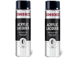 Simoniz SIMP22D Large Clear Lacquer Acrylic Gloss Aerosol Spray Paint x 2 500ml