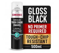 SIMONIZ Tough Black Gloss 500ml, 1 g (Pack of 1) | No-primer black spray paint with a smooth, chip-resistant gloss finish for metal, automotive and DIY projects.