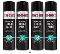 Simoniz Tough Satin Black Spray Paint - 4x 500ml