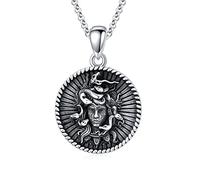 SIMONLY Medusa Necklace Sterling Silver Medusa Snake Pendant Greek Mythology Goddess Jewelry, No Gemstone