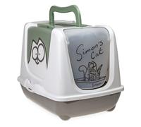 Simon's Cat Hooded Filter Litter Tray - Grey/green/white