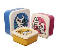 Simon's Cat Set of 3 Lunch Boxes Blue Pink Yellow