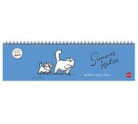 Simons Katze Büroplaner 2024. Kultiger Tischkalender für den Arbeitsplatz. Lustiger Spiral-Kalender für Simons Cat-Fans. Wochenplaner 2024 quer.