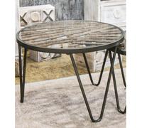 simons round clear glass side table with anthracite metal legs