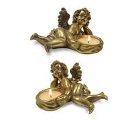 SIMON'S SHOP Gold Tea Light Candle Holders, Vintage Tealight Holders, Cherub Decor Angel Votives Candle Stick Holder, Set of 2