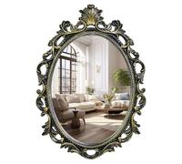 SIMON'S SHOP Vintage Mirrors for Wall, Black Gothic Wall Mounted Mirrors, Antique Scroll Design Oval Framed Mirror for Entryways Living Room Bedroom Bathroom, 18 x 24 Inch