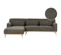 Beliani Corner Sofa 3 Seater Simos Corduroy Dark Green Right Hand