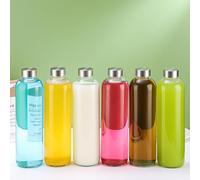 simpa 1000ml Reusable Glass Bottles With Stainless Steel Lids - Set of 6 - Suitable for Work, Gym, Home, Hot or Cold Drinks.