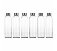 simpa 1000ml Reusable Leakproof Glass Bottles With Stainless Steel Lids - Set of 6 - Suitable for Work, Gym, Home, Hot or Cold Drinks.