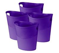 Simpa® 10L 10 Litre Plastic Flexi Storage Bin Home Kitchen Garden Bedroom Toy Camping Portable Storage Container - Made in The UK - Purple - Set of 4