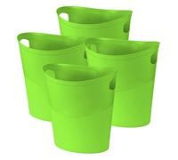 Simpa® 10L 10 Litre Plastic Flexi Storage Bin Home Kitchen Garden Bedroom Toy Camping Portable Storage Container - Made in The UK - Lime Green - Set of 4