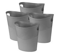 Simpa® 10L 10 Litre Plastic Flexi Storage Bin Home Kitchen Garden Bedroom Toy Camping Portable Storage Container - Made in The UK - Silver - Set of 4