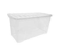 simpa 110L XL Stackable Plastic Storage Box with Clear Lid - 42cm (H) x 79.5cm (L) x 40cm (W) - Single Box