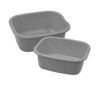 simpa 11L Multi-Purpose Silver Plastic Rectangular Household Cleaning Bowl for Washing Up, Window Cleaning, Car Valeting and Multi Room Spot Cleaning Tasks - Set of 2 Bowls.