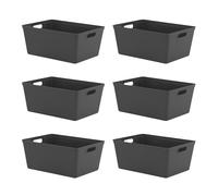 simpa 11L Plastic Studio Organiser Trays with Handles - Set of 6 in Black simpa Black