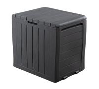 simpa 120L Grey Wood Panel Effect Plastic Garden Storage Box All Weather Resistant