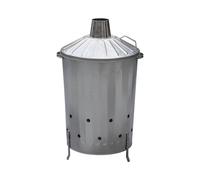 simpa 125L Galvanised Steel Incinerator & Lid in Metallic Silver | Size: Large simpa Metallic Silver Large