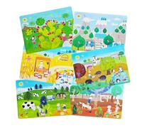 simpa 12PC Large Plastic Wipe Clean Placemats 45cm x 33cm with Reversible Illustrated Designs