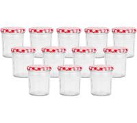 Simpa 12Pc Wide Mouth Glass Preserve Jars With Airtight Red Gingham Screw Top Lids - 324Ml