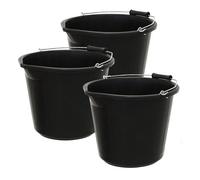Simpa 13L / 3 Gallon Black Heavy Duty Builder's Bucket - Set Of 3