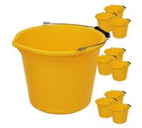 Simpa 13L / 3 Gallon Yellow Heavy Duty Builder's Bucket - Set Of 10