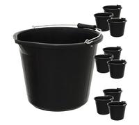 simpa 14L / 3 Gallon BLACK Heavy Duty Builder's Bucket - Set of 10