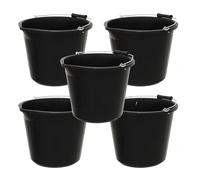 simpa 14L / 3 Gallon BLACK Heavy Duty Builder's Bucket - Set of 5