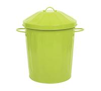 simpa 15L Colourful Vintage Style Metal Tapered Dustbins & Lids - Lime Green 37cm (H) x 27cm (Dia)