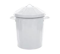 simpa 15L Colourful Vintage Style Metal Tapered Dustbins & Lids - White 37cm (H) x 27cm (Dia)
