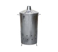 simpa 180L Galvanised Steel Incinerator & Lid in Metallic Silver | Size: Large simpa Metallic Silver Large