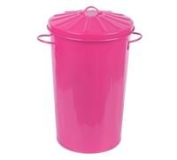 simpa 18L Colourful Vintage Style Metal Tapered Dustbins & Lids - Pink 44cm (H) x 24.5cm (Dia)